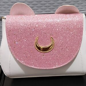 Brand New Pink Glitter and White Women's Crossbody Bag inspired by Sailor Moon